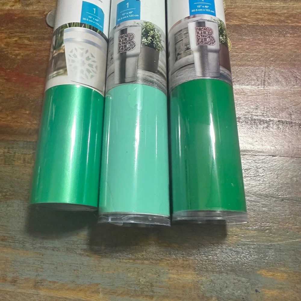 Cricut Premium Permanent Vinyl 12x48 Bundle Mint Kelly Dew Green Pearl Metallic